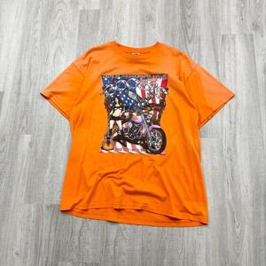 VINTAGE 2003 Motorcycle Biker Pin Up Girl Shirt Size Extra Large XL Mens y2k